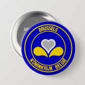 Brussel Ronde Embleem Ronde Button 7,6 Cm (Voorkant /achterkant)