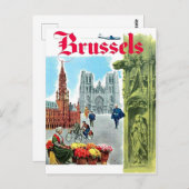 Brussel, stadscentrum, België. Vintreis Briefkaart (Voorkant / Achterkant)