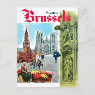 Brussel, stadscentrum, België. Vintreis Briefkaart
