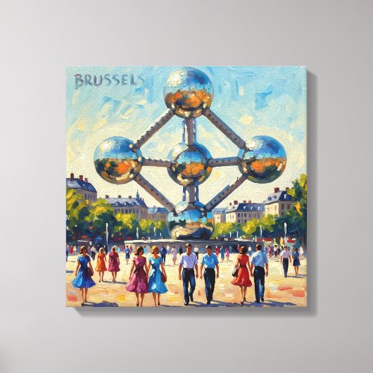 Brussels Atomium Iconic Monument Stretched Canvas Afdruk (Voorkant)