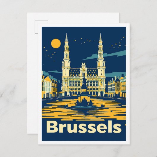 Brussels België Vintage Travel Illustration Briefkaart (Voorkant / Achterkant)