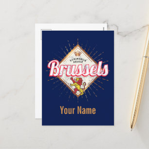 Brussels Europe Capital Belgium Retro Lion  Feestdagenkaart