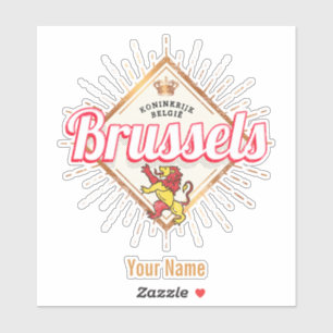 Brussels Europe Capital Belgium Retro Lion Sticker