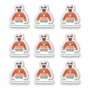 Brussels Griffon Dog Family Ugly KerstSweater Sticker