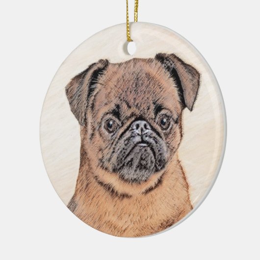 Brussels Griffon gladde schilderijen originele hon Keramisch Ornament (Links)