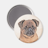 Brussels Griffon gladde schilderijen originele hon Magneet (Voorkant / Achterkant)