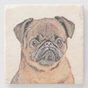 Brussels Griffon gladde schilderijen originele hon Stenen Onderzetter