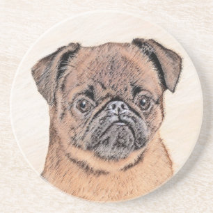 Brussels Griffon gladde schilderijen originele hon Zandsteen Onderzetter