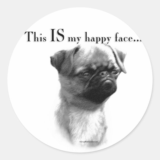 Brussels Griffon Happy Face Ronde Sticker (Voorkant)