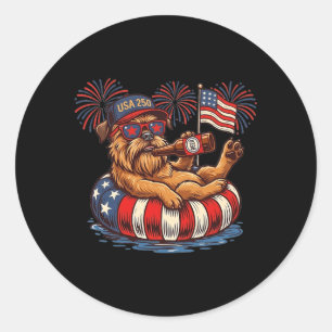 Brussels Griffon Hond 250e Patriottisch Amerika Us Ronde Sticker