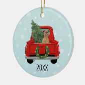 Brussels Griffon-kersttruck Keramisch Ornament (Links)