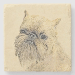 Brussels Griffon Painting - Cute Original Dog Art Stenen Onderzetter