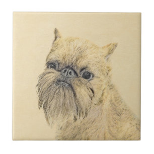 Brussels Griffon Painting - Cute Original Dog Art Tegeltje