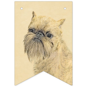 Brussels Griffon Painting - Cute Original Dog Art Vlaggetjes