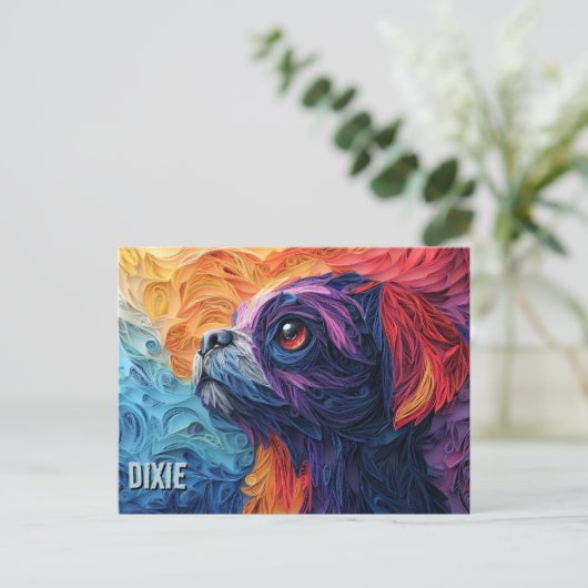 Brussels Griffon Paper Quilling Art Dog Portrait Briefkaart (Staand voorkant)