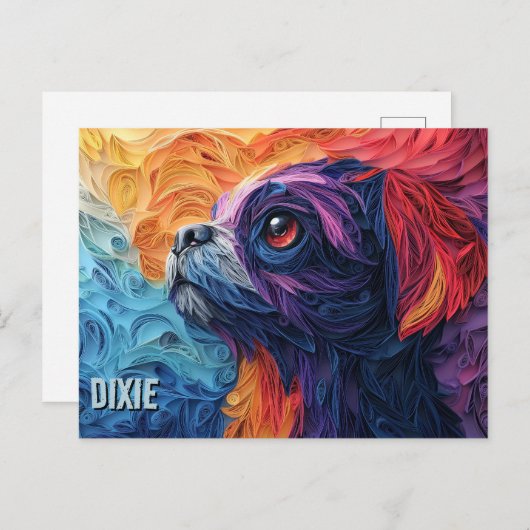 Brussels Griffon Paper Quilling Art Dog Portrait Briefkaart (Voorkant / Achterkant)