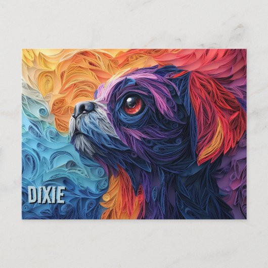 Brussels Griffon Paper Quilling Art Dog Portrait Briefkaart (Voorkant)
