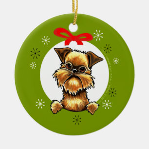 Brussels Griffon Rough Coat Kerstmis Classic Keramisch Ornament