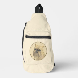 Brussels Griffon Schilderij Rood Ruw Schattige Dog Sling Bag