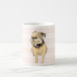 Brussels Griffon Zittend Aquarel in Roze Koffiemok