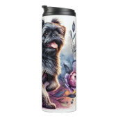 Brussels Griffon's Whimsical Floral Charm Thermosbeker (Geroteerd rechts)