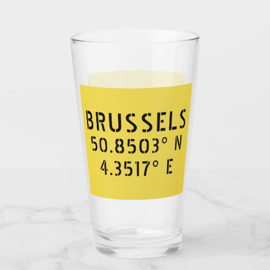 Brussels Latitude Longitude Glas (Achterkant)