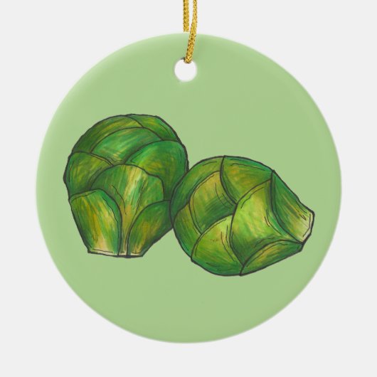 Brussels Sprouts Green Vegetable Vegetarian Garden Keramisch Ornament (Voorkant)