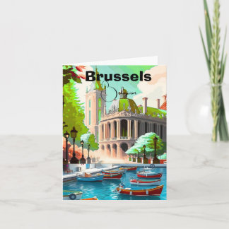 Brussels Travel Art postcard, Belgium Travel Art,  Feestdagen Kaart