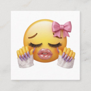 Brutaal Huilende Emoji met Roze Strik en Nagels Vierkante Visitekaartje