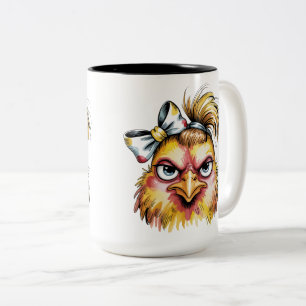 Brutale Boze Hen Gele Strik Ongelide Haar Grappig Tweekleurige Koffiemok