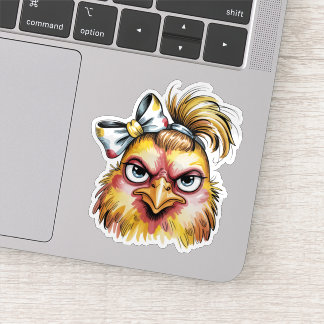 Brutale Boze Hen Gele Strik Ongelide Haar Sticker