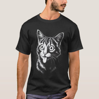 Brutale kat die tong uitsteekt Grappige dier humor T-shirt