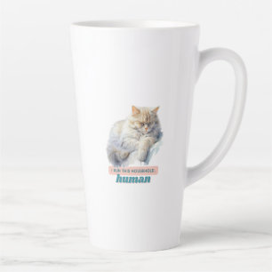 brutale kat "Ik leid dit huishouden, mens" Latte Mok