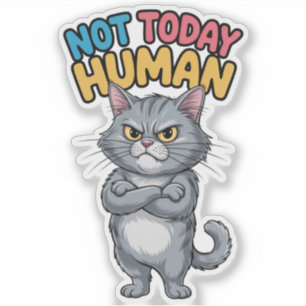 Brutale Kat Niet Vandaag Mens Sticker