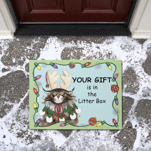 Brutale Kerstkat Humor Maine Coon Groen Grappig Deurmat