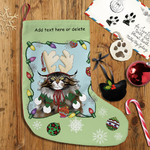 Brutale Kerstkat Humor Maine Coon Groen Grappig Kleine Kerstsok