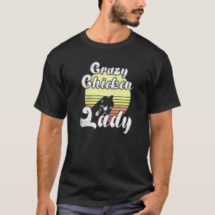 Brutale Kip Retro Zonsondergang Gekke Kippen Dame T-shirt