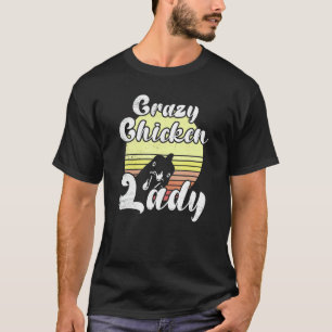 Brutale Kip Retro Zonsondergang Gekke Kippen Dame T-shirt
