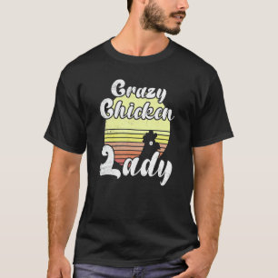 Brutale Kip Retro Zonsondergang Gekke Kippenvrouw T-shirt