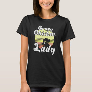 Brutale Kip Retro Zonsondergang Gekke Kippenvrouw T-shirt