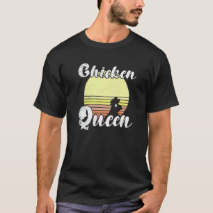 Brutale Kip Retro Zonsondergang Kip Koningin Haan T-shirt