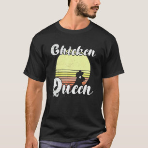 Brutale Kip Retro Zonsondergang Kippenkoningin Haa T-shirt