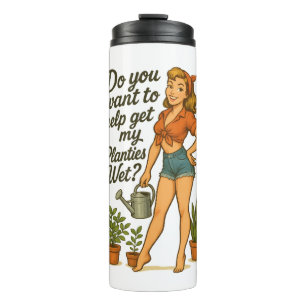 Brutale Pin-Up Tuinier Planties Puns Ontwerp Thermosbeker