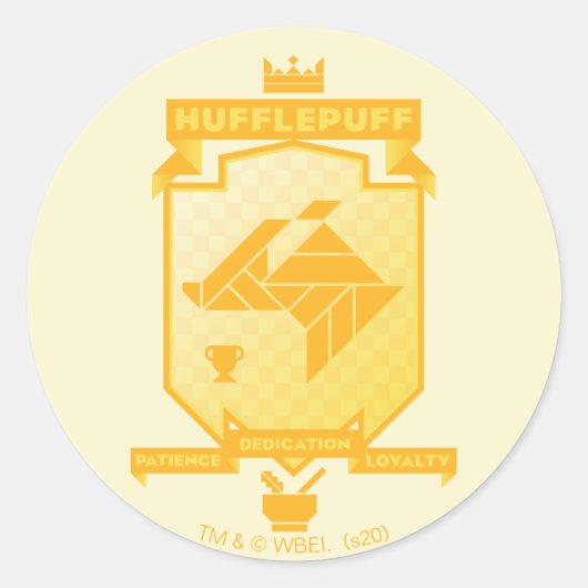 Brutalist HUFFLEPUFF™ Crest Ronde Sticker (Voorkant)