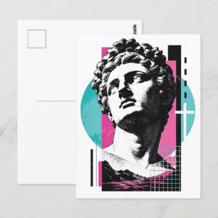 Brutalistische Retro Jezus Griekse Standbeeld Kolo Briefkaart