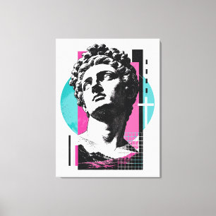 Brutalistische Retro Jezus Griekse Standbeeld Kolo Canvas Afdruk