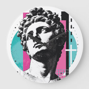Brutalistische Retro Jezus Griekse Standbeeld Kolo Grote Klok