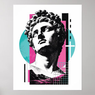 Brutalistische Retro Jezus Griekse Standbeeld Kolo Poster