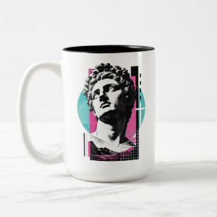 Brutalistische Retro Jezus Griekse Standbeeld Kolo Tweekleurige Koffiemok