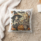Bruxinhas Kawaii com Gatinho e Abóboras Kussen (Deken)